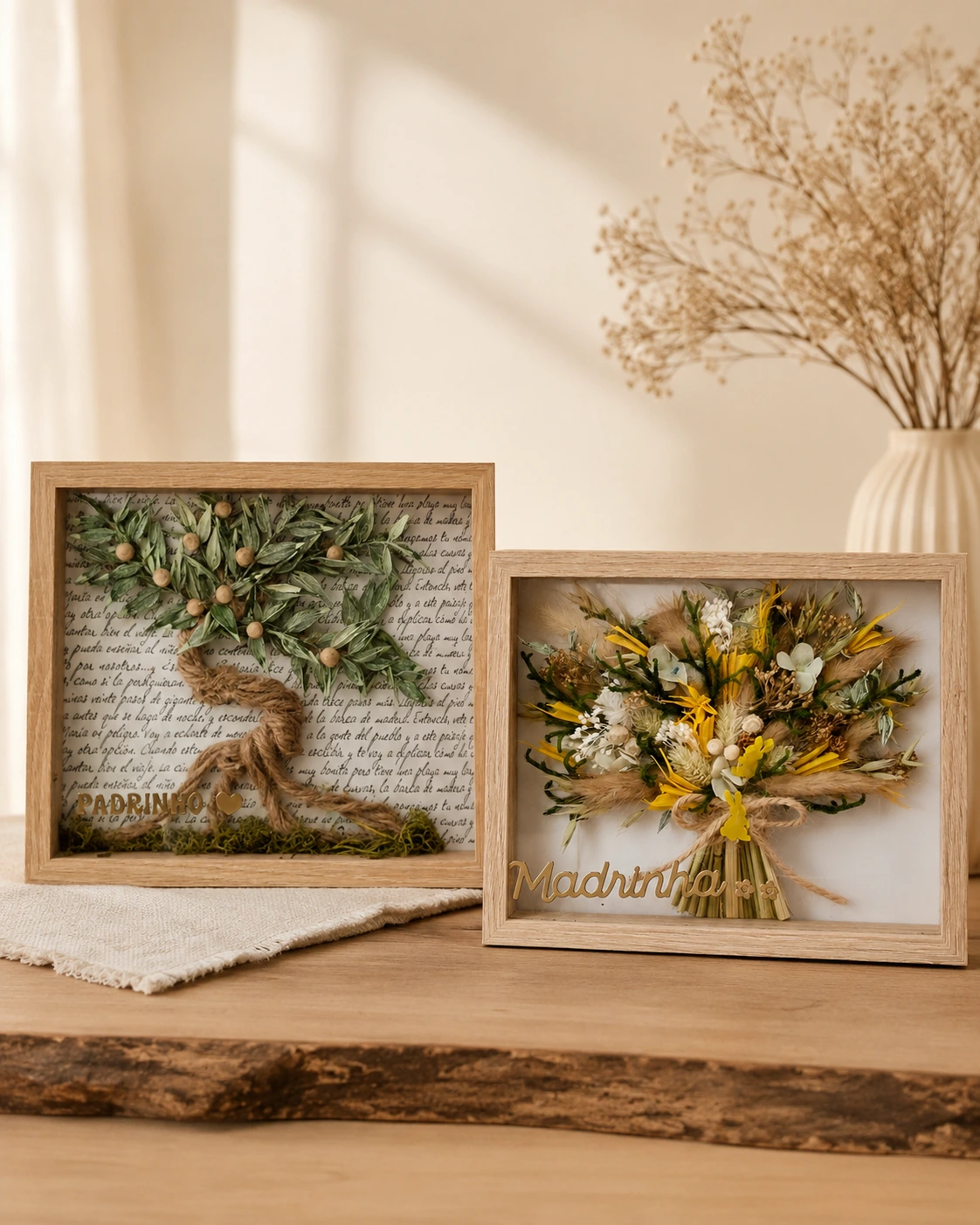 Quadros decorativos personalizados para padrinho e madrinha